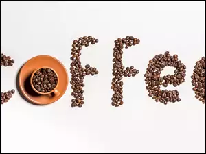 Napis coffee i filiżanka kawy