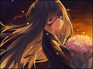 Anime, Dziewczyna, Kwiaty