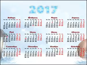 Kalendarz na 2017 rok w zimowym klimacie