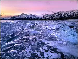 Lód, Zamarznięte, Kanada, Góry, Alberta, Abraham Lake, Jezioro