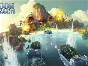 Graficzny plakat w 3D promujący grę wideo Boom Beach