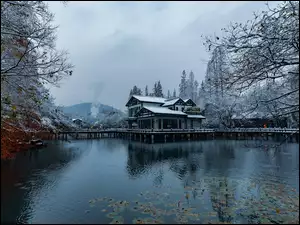 park zimą w Hangzhou