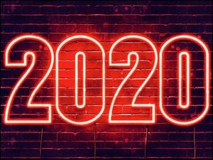 Mur, Neon, 2020, Nowy Rok, CegĹy