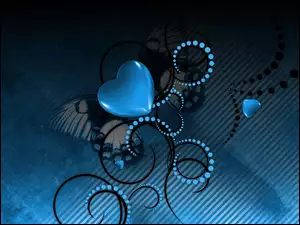 Abstrakcyjne niebieskie serce z motylkiem