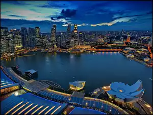 Panorama, Singapur, Nocą