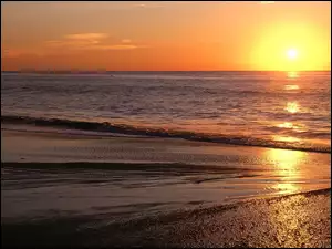 Morze, Zachód Słońca, Plaża