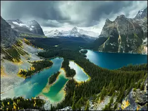 Kolumbia Brytyjska, Park Narodowy Yoho, Chmury, Kanada, Góry, Jezioro Lake OHara, Jezioro Mary Lake