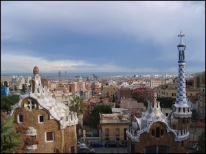 Barcelona, Hiszpania, Stolica, Park Gźell, Miasto, Gaudi