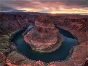 Stany Zjednoczone, SkaĹy, Arizona, Zakole, Horseshoe Bend, Kanion, Rzeka, Park Narodowy Glen Canyon, Kolorado River