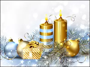 Graficzna świąteczna dekoracja z prezentem