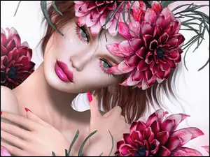Graficzna kobieta z kwiatami