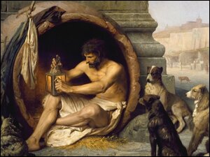 Diogenes z lampą w dłoniach