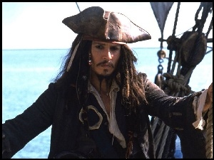 kapelusz, statek, Piraci Z Karaibów, woda, Johnny Depp