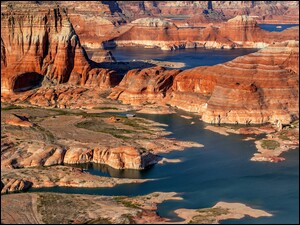 Powell Lake, Stany Zjednoczone, Skały, Zatoka, Utah, Jezioro, Gunsigh, Kanion