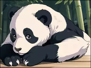 Bambusowy, Grafika, Las, Zwierzęta, Panda