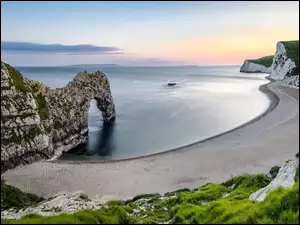 Durdle Door, Hrabstwo, Ĺuk, PlaĹźa, SkaĹy, Dorset, Morze, Anglia, WybrzeĹźe Jurajskie