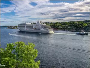 Statek pasażerski na morzu w Norwegii