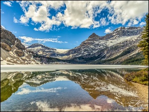 Jezioro, Bow Lake, Kanada, GĂłry, Park Narodowy Banff, Odbicie, Drzewa