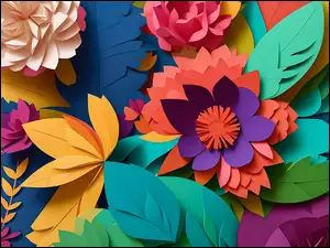 Papierowe liĹcie i kwiaty