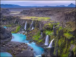 Rzeka, Islandia, Wodospady Sigoldugljufur, Valley of Tears, Wąwóz Sigoldugljufur, Dolina