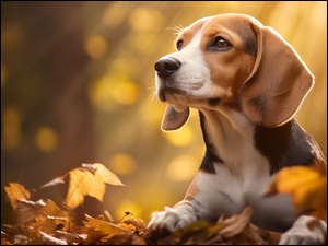 JesieĹ, Pies, Beagle, LiĹcie