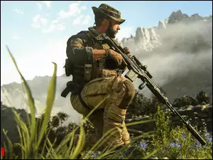 Mężczyzna z bronią z gry Call of Duty Modern Warfare III