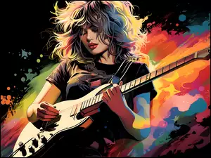 Kobieta z gitarą w grafice