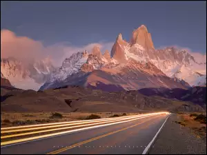 Droga, Argentyna, El Chalten, Parku Narodowym Los Glaciares, Patagonia, GĂłry, MgĹa, Prowincja Santa Cruz
