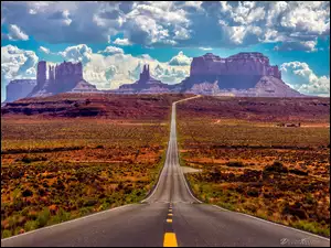 Monument Valley, PĹaskowyĹź Kolorado, Stany Zjednoczone, SkaĹy, Utah, Rezerwat Narodu Navajo, Droga