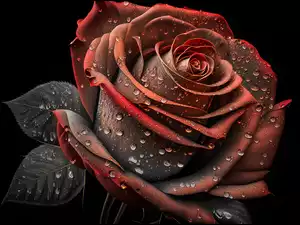 Grafika, Roża, Kwiat, Krople