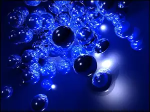 Niebieskie rozświetlone kule w grafice 3D