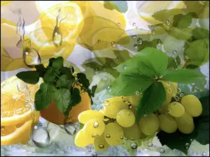 Winogrona z cytryną i miętą w grafice