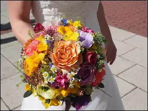 Ślubny, Bukiet, Kwiatów