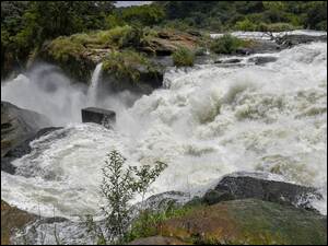 Park Narodowy Wodospadu Murchisona, Wodospad, Nil Wiktorii, Uganda, Murchison Falls, Kamienie, Afryka, Rzeka