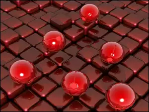 Czerwone kule na przyciskach w grafice 3D
