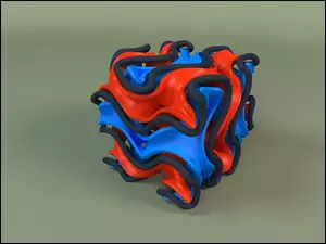 Poskręcany kolorowy obiekt w grafice 3D