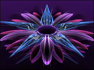 Rozwinięty kolorowy kwiat w grafice 3D