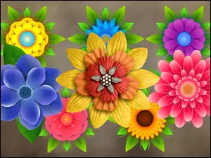 Grafika, Kolorowe, Kwiaty, 2D