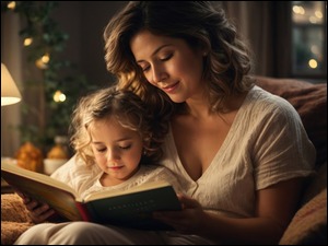 Mama z córką i książką