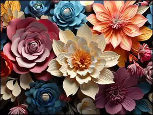 Kolorowe, 2D, Kwiaty