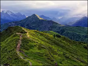 Łąka, Góry, Passo di Giau, Prowincja Belluno, Dolomity, Droga, Włochy, Przełęcz
