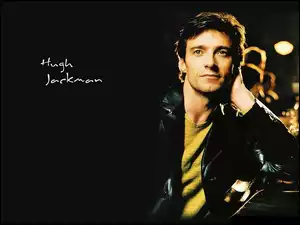 Hugh Jackman, czarna kurtka