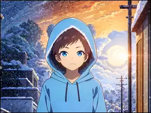 Kaptur, Anime, Bluza, Postać, Śnieg
