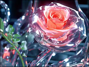 Grafika, Kwiat, Róża, Szkło