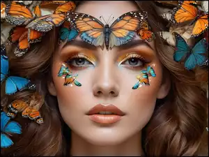 Motyle, Kobieta, Twarz, Makijaż