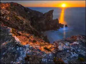 Skały, Półwysep Yorke Peninsula, Zachód słońca, Morze, Marion Bay, Zatoka, Australia