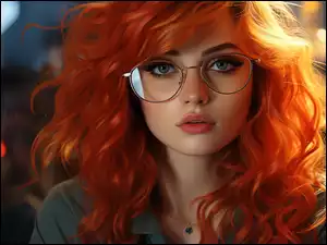 Okulary, Kobieta, Rudowłosa