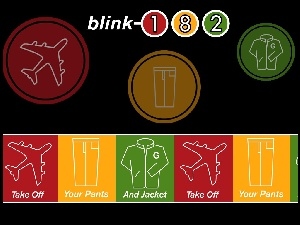 Blink 182, spodnie, znaczki , samolociki
