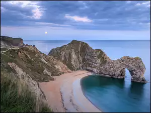 Plaża, Anglia, Wybrzeże Jurajskie, Łuk skalny, Hrabstwo Dorset, Skały, Durdle Door, Morze