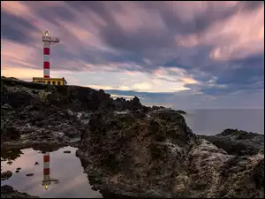 Teneryfa, Morze, Faro Punta de Rasca, Hiszpania, Latarnia morska, Wybrzeże, Skały